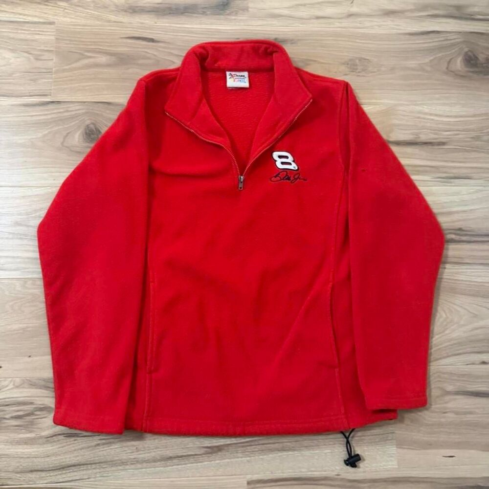 Vintage 00s Red Dale Earnhardt Jr. quarter fleece jacket embroidered women’s L